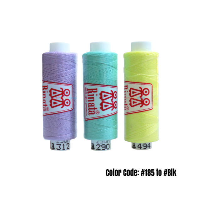 Rinata - Polyester Thread 250m #185~#Blk 10 spools/box (Assorted Colors)